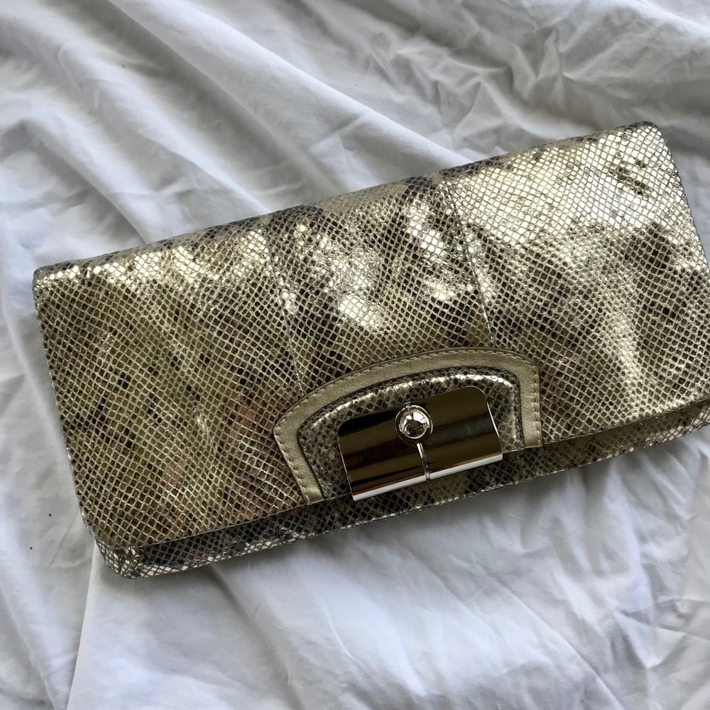 Coach metallic faux snake Kristin clutch